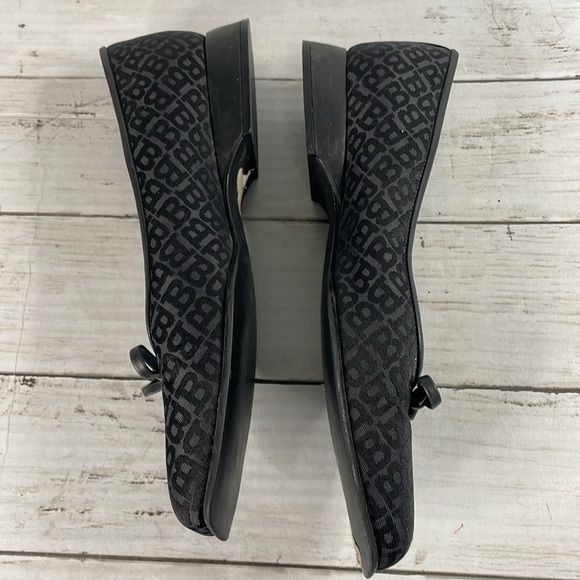 Bally Takawa Black Fabric Logo Pattern Bow Square Toe Flat - Picture 7 of 14